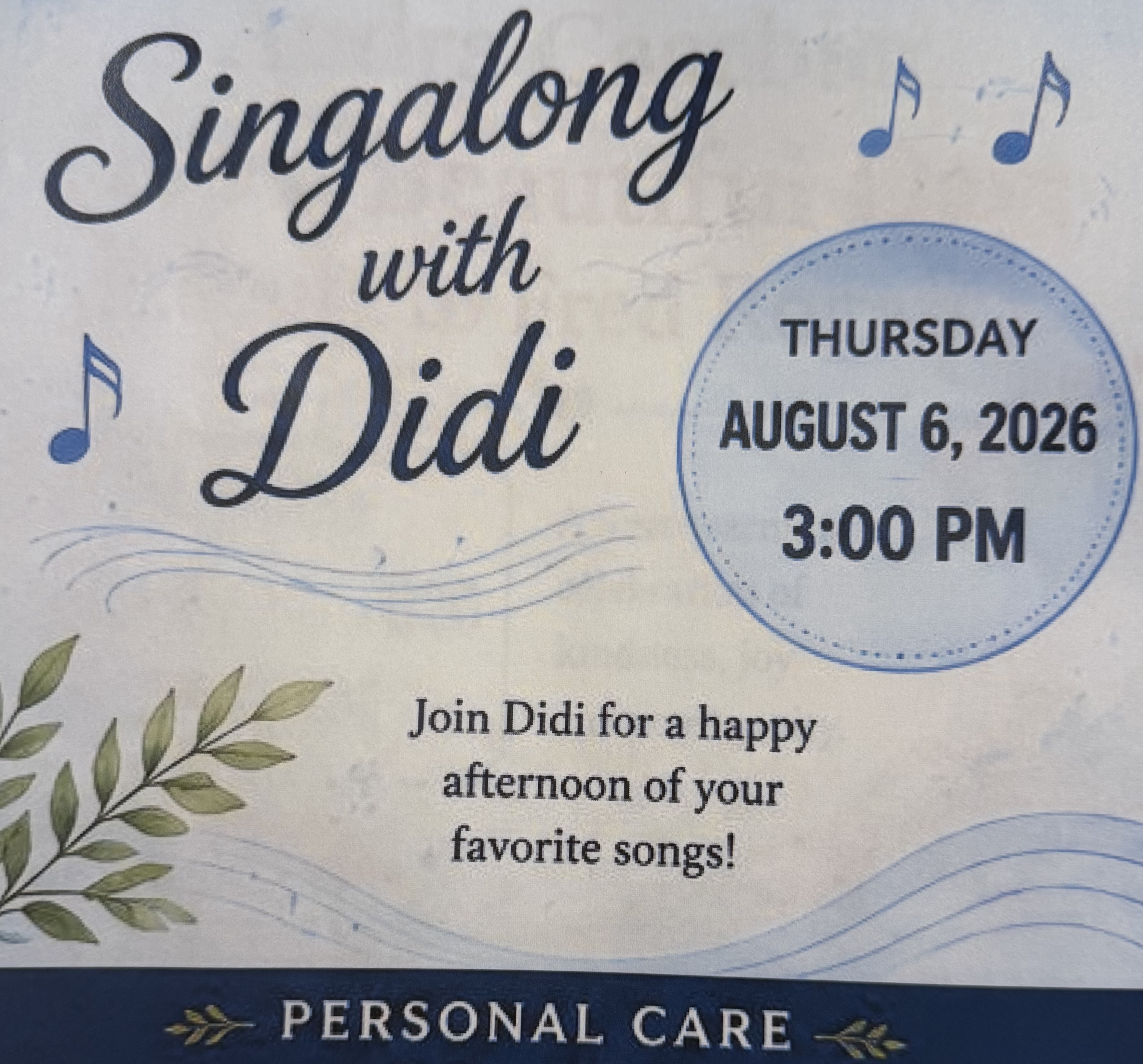 Lifesong Harmony sing-along flyer
